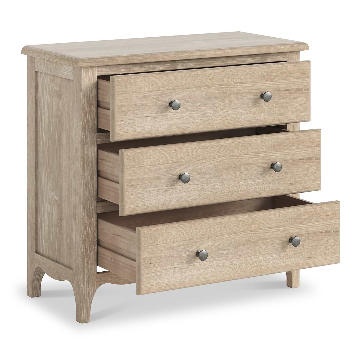 ROS-OUT-00259 Grade-C1 Roseland Furniture Celine Washed Oak 3 Drawer Chest RRP £269.95