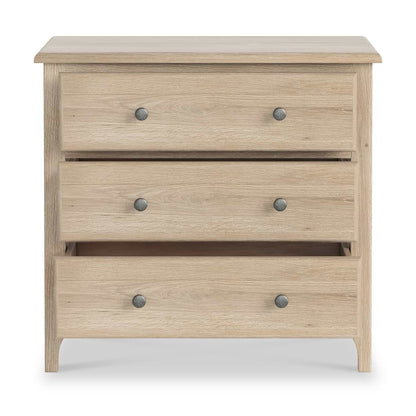 ROS-OUT-00243 Grade-C1 Roseland Furniture Celine Washed Oak 3 Drawer Chest RRP £269.95