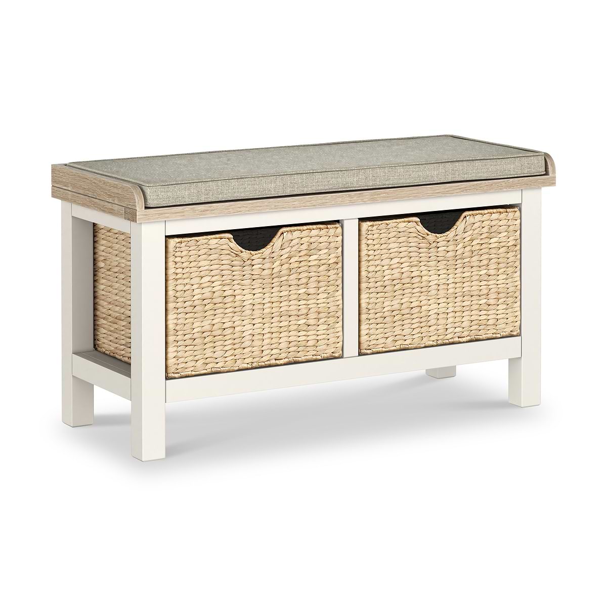 ROS-OUT-00318 Grade-B Roseland Furniture Farro Basket Storage Bench Coconut White RRP £169.95
