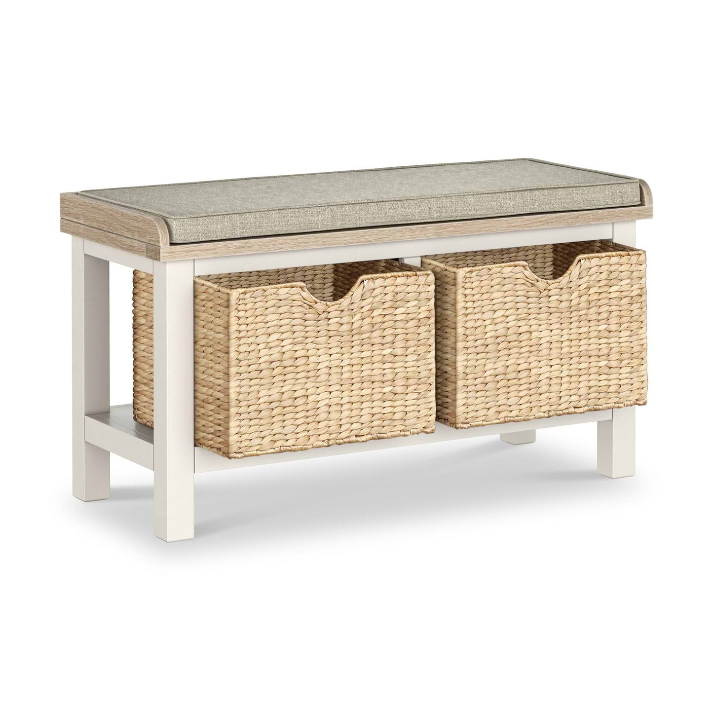 ROS-OUT-00318 Grade-B Roseland Furniture Farro Basket Storage Bench Coconut White RRP £169.95
