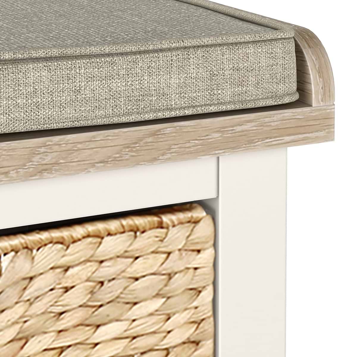 ROS-OUT-00318 Grade-B Roseland Furniture Farro Basket Storage Bench Coconut White RRP £169.95