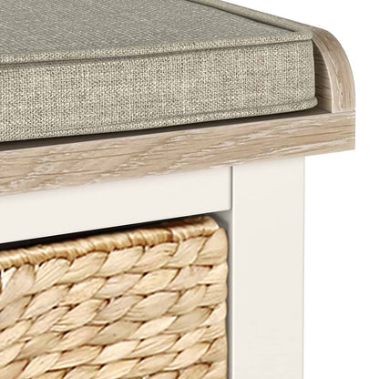 ROS-OUT-00318 Grade-B Roseland Furniture Farro Basket Storage Bench Coconut White RRP £169.95