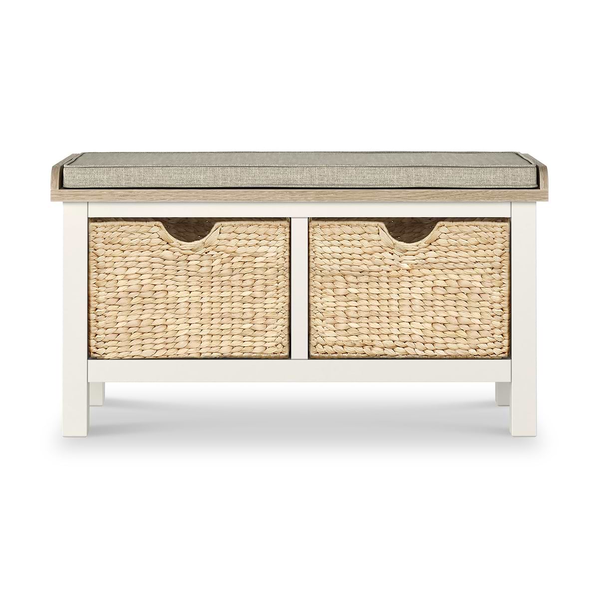 ROS-OUT-00318 Grade-B Roseland Furniture Farro Basket Storage Bench Coconut White RRP £169.95