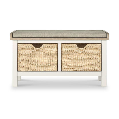 ROS-OUT-00318 Grade-B Roseland Furniture Farro Basket Storage Bench Coconut White RRP £169.95
