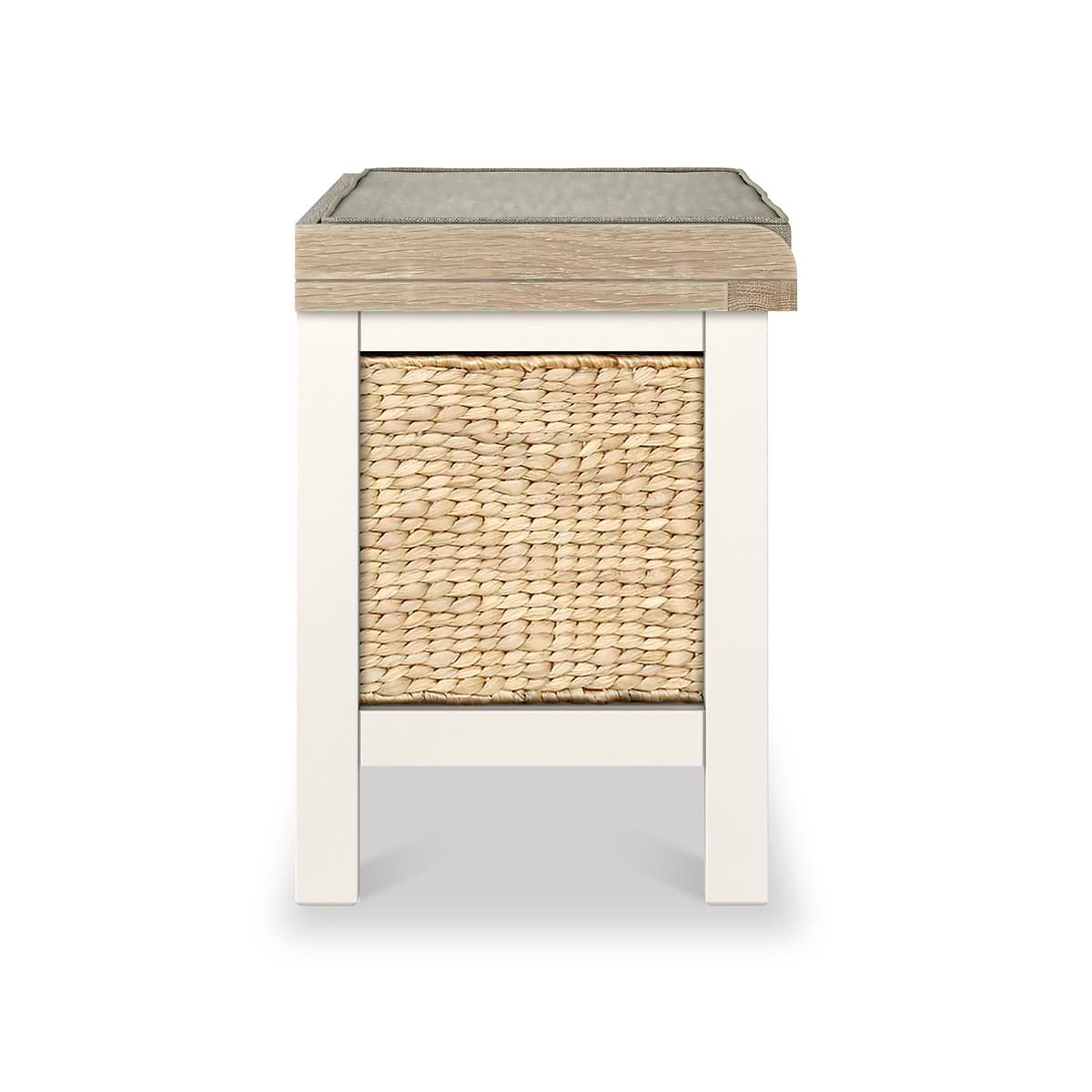ROS-OUT-00318 Grade-B Roseland Furniture Farro Basket Storage Bench Coconut White RRP £169.95