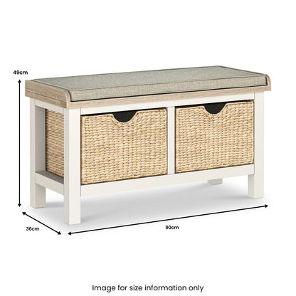 ROS-OUT-00318 Grade-B Roseland Furniture Farro Basket Storage Bench Coconut White RRP £169.95
