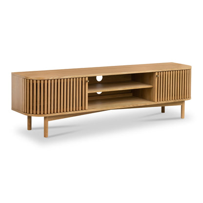 ROS-OUT-00352 Grade-C1 Roseland Furniture Shorwell Oak 180cm Slatted TV Unit RRP £449.95