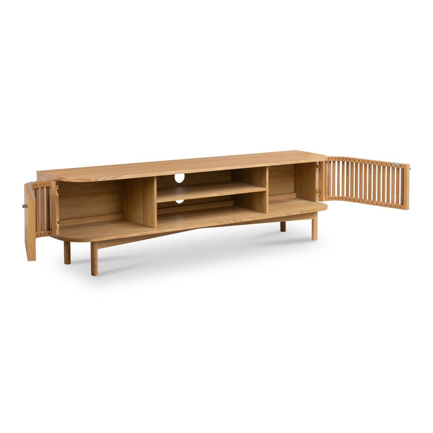 ROS-OUT-00352 Grade-C1 Roseland Furniture Shorwell Oak 180cm Slatted TV Unit RRP £449.95