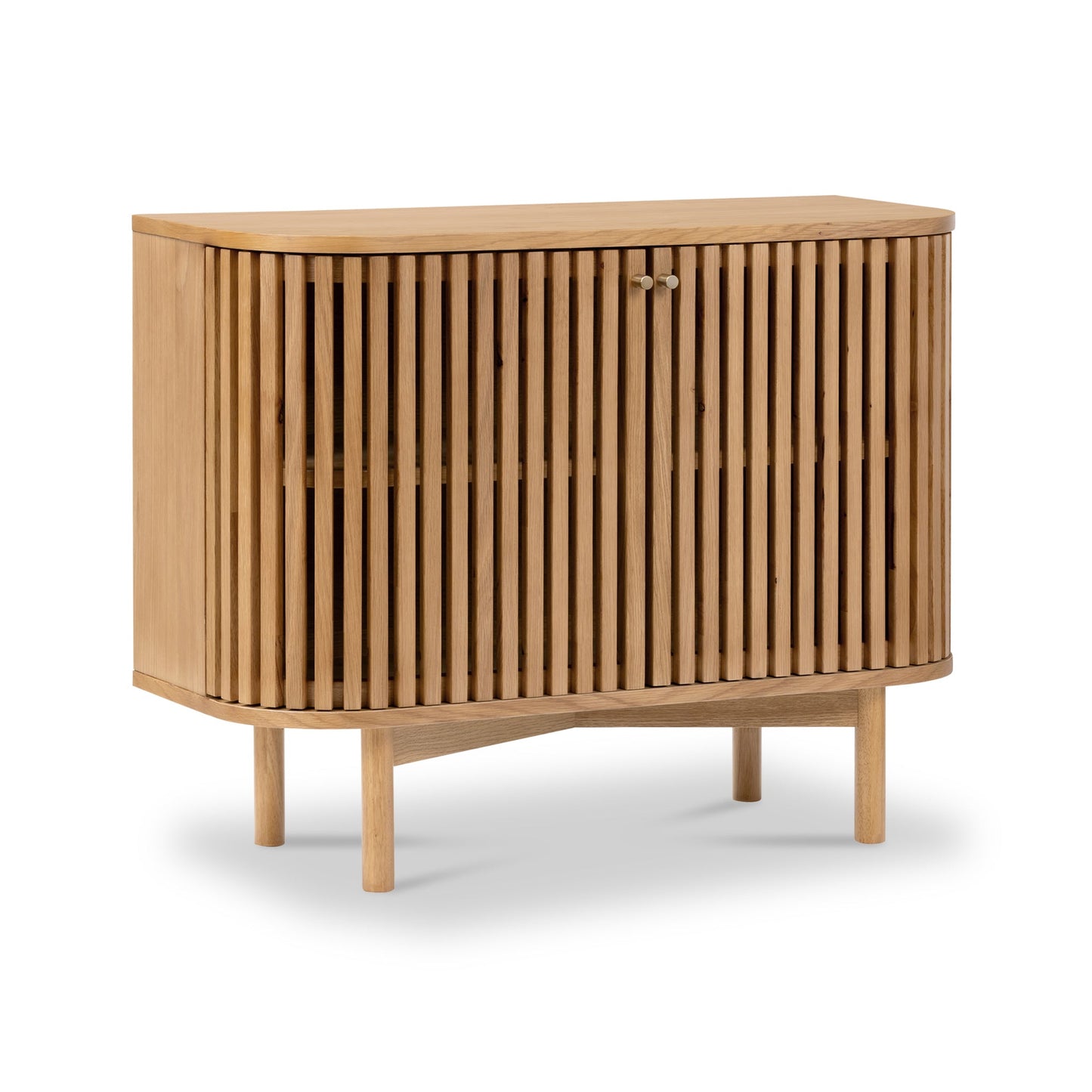 ROS-OUT-00214 Grade-C3 Roseland Furniture Shorwell Oak Slatted Small Sideboard RRP £334.95