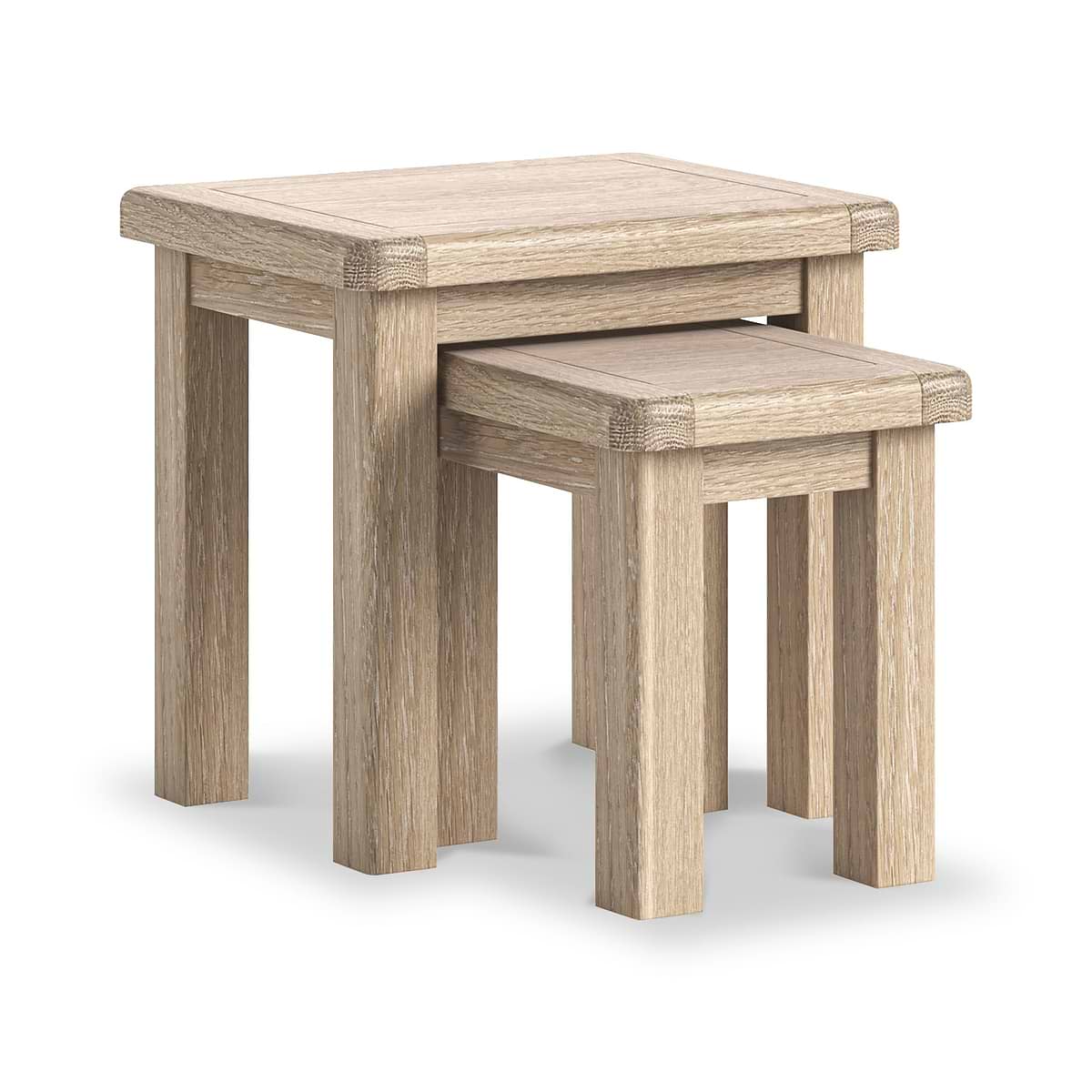 ROS-OUT-00346 Grade-B Roseland Furniture Portland Washed Oak Nest Of Tables RRP £144.95