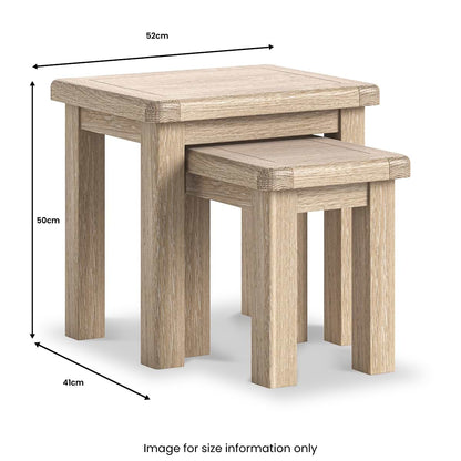 ROS-OUT-00346 Grade-B Roseland Furniture Portland Washed Oak Nest Of Tables RRP £144.95