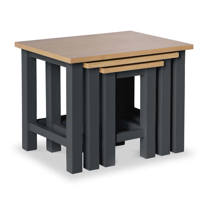 ROS-OUT-00637 Grade-C1 Roseland Furniture Farrow Nest Of 3 Tables Charcoal - Fully Assembled RRP £114.95