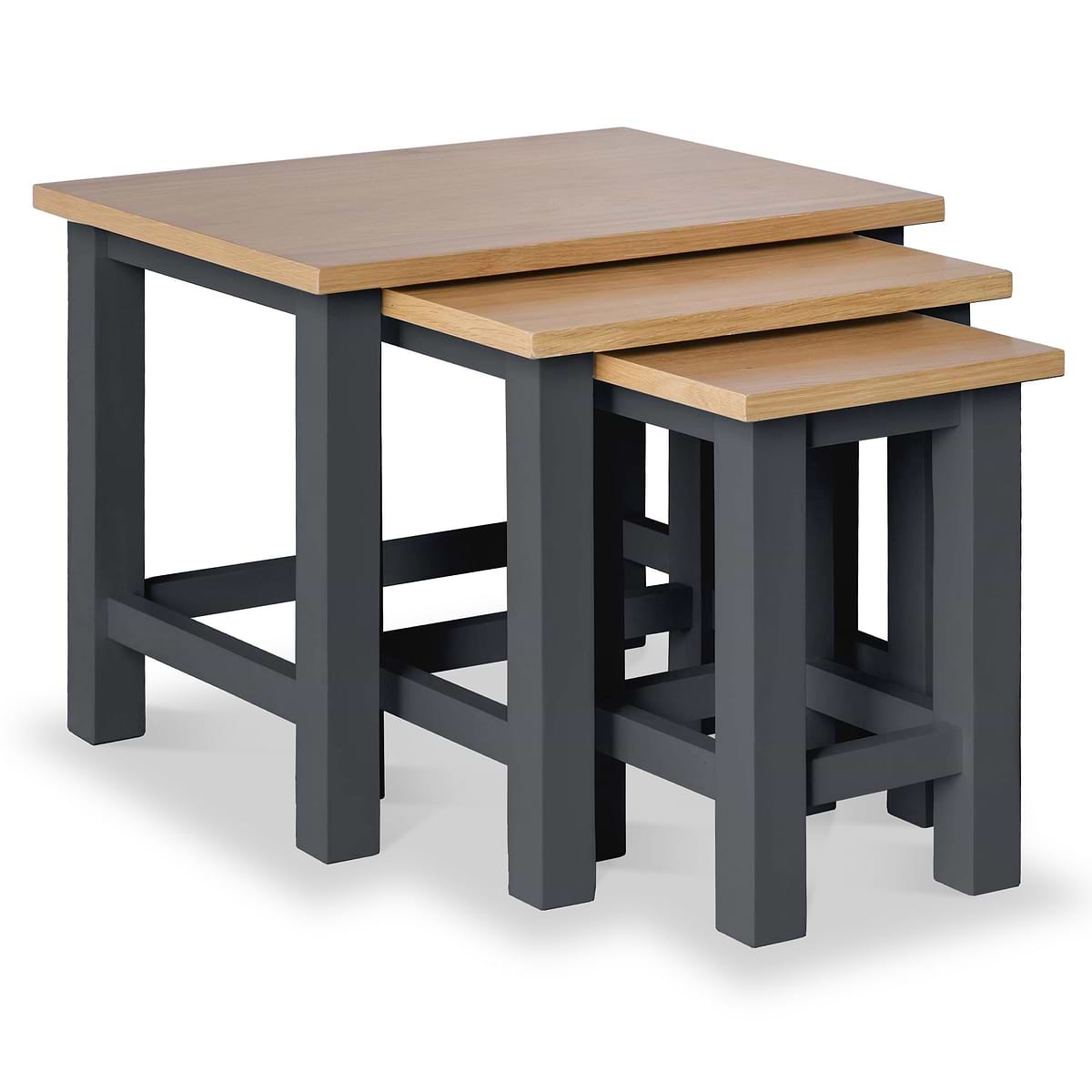 ROS-OUT-00298 Grade-C1 Roseland Furniture Farrow Nest Of 3 Tables Charcoal - Fully Assembled RRP £114.95