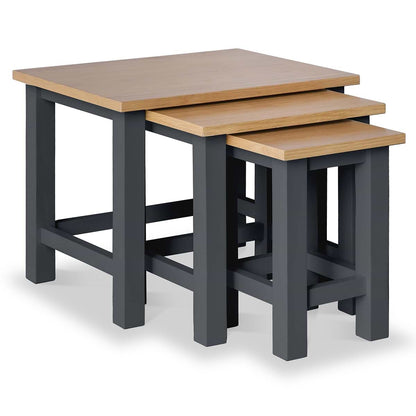 ROS-OUT-00298 Grade-C1 Roseland Furniture Farrow Nest Of 3 Tables Charcoal - Fully Assembled RRP £114.95