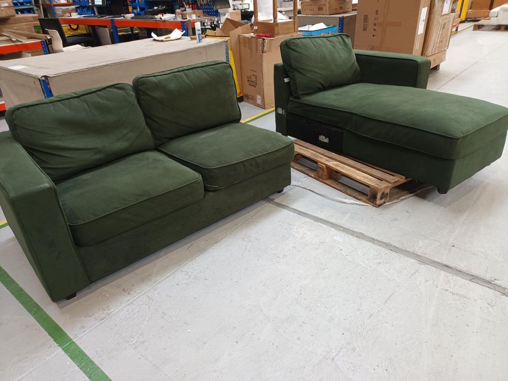 DUS-APM-63038 Grade-C2 Dusk Soho Right Hand Storage Chaise Sofa - Dark Olive RRP £1329 RRP £1329