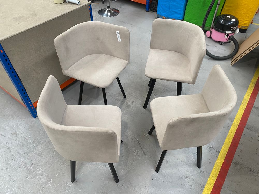 DUS-GOL-08153 Grade-BER Dusk Ava Space Saver 4 Seater Dining Table and Chairs - Black/Sand RRP £449