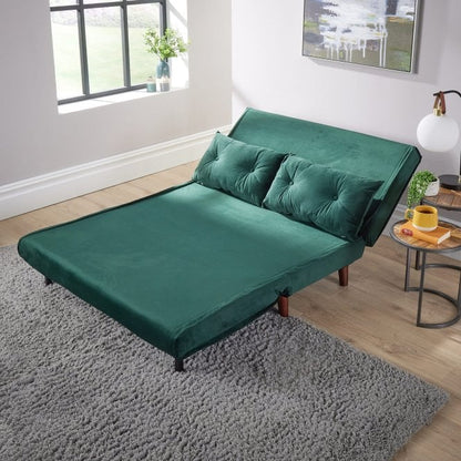 BFW-GOL-00928 Grade-B Big Furniture Warehouse Morella Velvet Double Sofa Bed - Green RRP £280