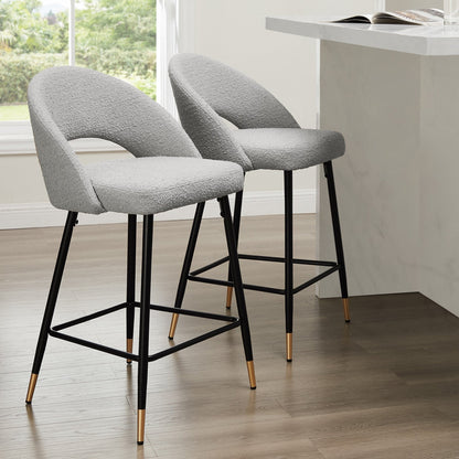 DUS-APM-53194 Grade-B Dusk Lola Pair of Barstools in Taupe Boucle Fabric RRP £249