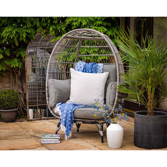 Grade-A Rattan Direct Havana Grey Large Handwoven Balcony/Egg Chair RRP £669