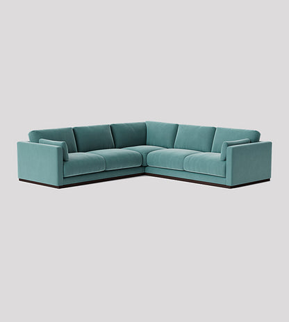 SWO-CC2-01053 Grade-BER Swoon Alesund Corner Sofa in Airforce Easy Velvet with Dark Legs RRP £3769.00