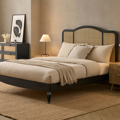 DUS-CC2-04031 Grade-B Dusk Annecy Kingsize Rattan Bed Frame - Black RRP £369 RRP £339.00