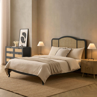 DUS-CC2-04031 Grade-B Dusk Annecy Kingsize Rattan Bed Frame - Black RRP £369 RRP £339.00