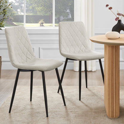 DUS-GOL-00980 Grade-B Dusk Annie Set Of 2 Dining Chairs - Linen - Stone Grey RRP £89