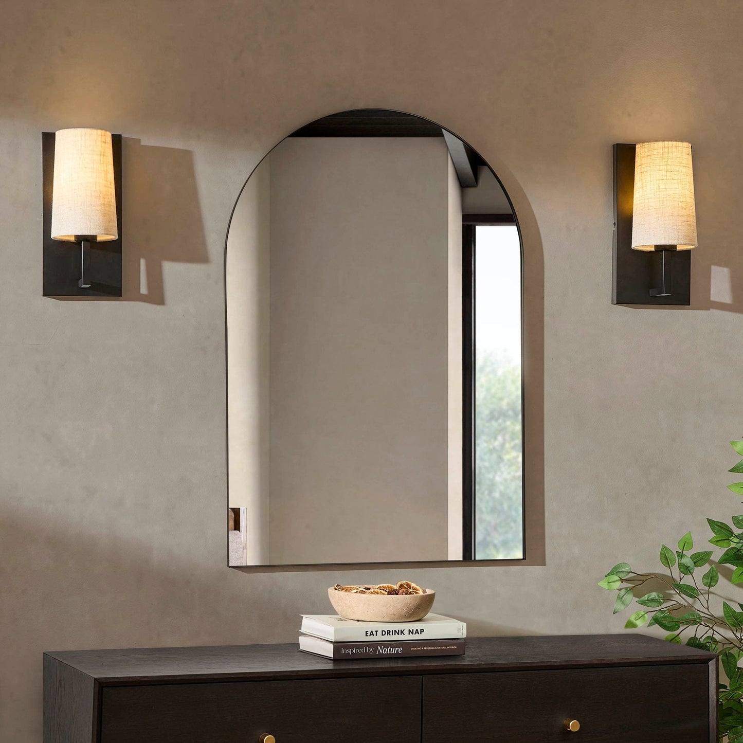 DUS-CC2-04247 Grade-B Dusk Arched Wall Mirror - Black RRP £55.00