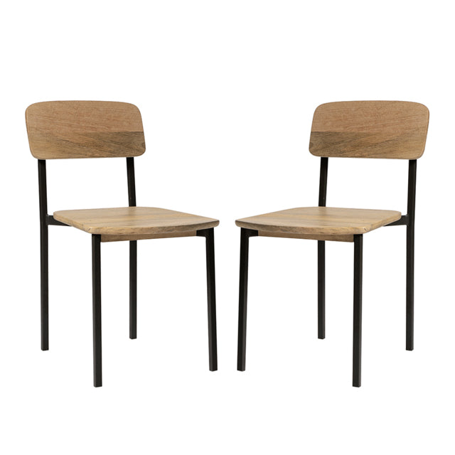 SWO-AP-31123 Grade-BER-DOA Swoon Docklands Pair of Dining Chairs in Natural Mango & Charcoal RRP £149.00