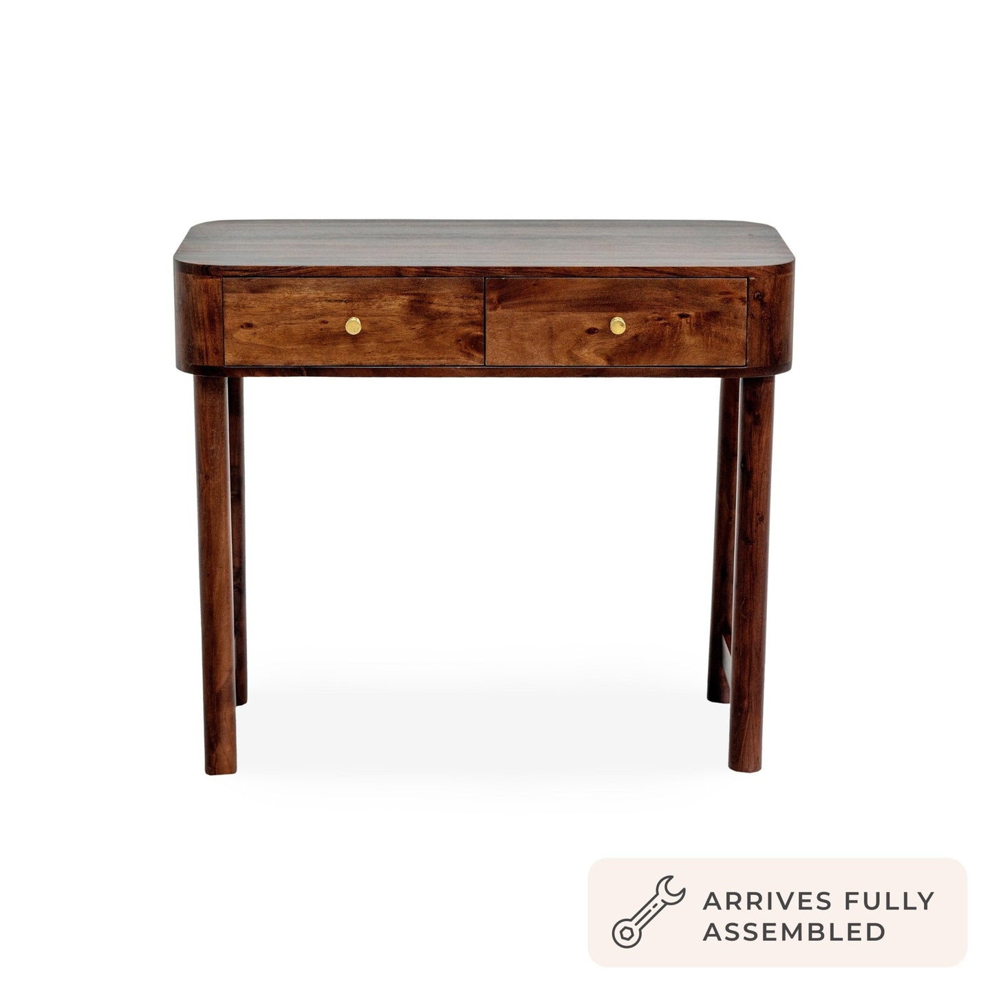 DUS-CC2-04034 Grade-B Dusk Avery Acacia Wood Dressing Table Console - Walnut RRP £249.00