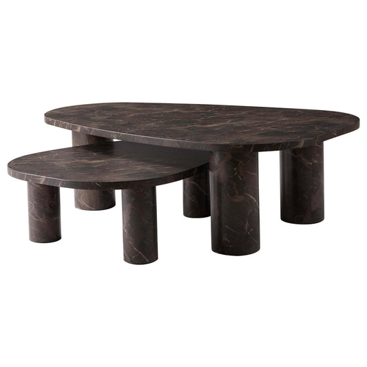 DUS-CC2-04333 Grade-B Dusk Azra Nesting Coffee Tables - Brown Marble Effect RRP £199.00