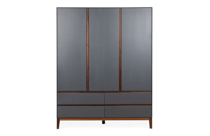 HEA-CC2-00137 Grade-BER Heals Lars Triple Wardrobe Grey/ Walnut RRP £2699.00