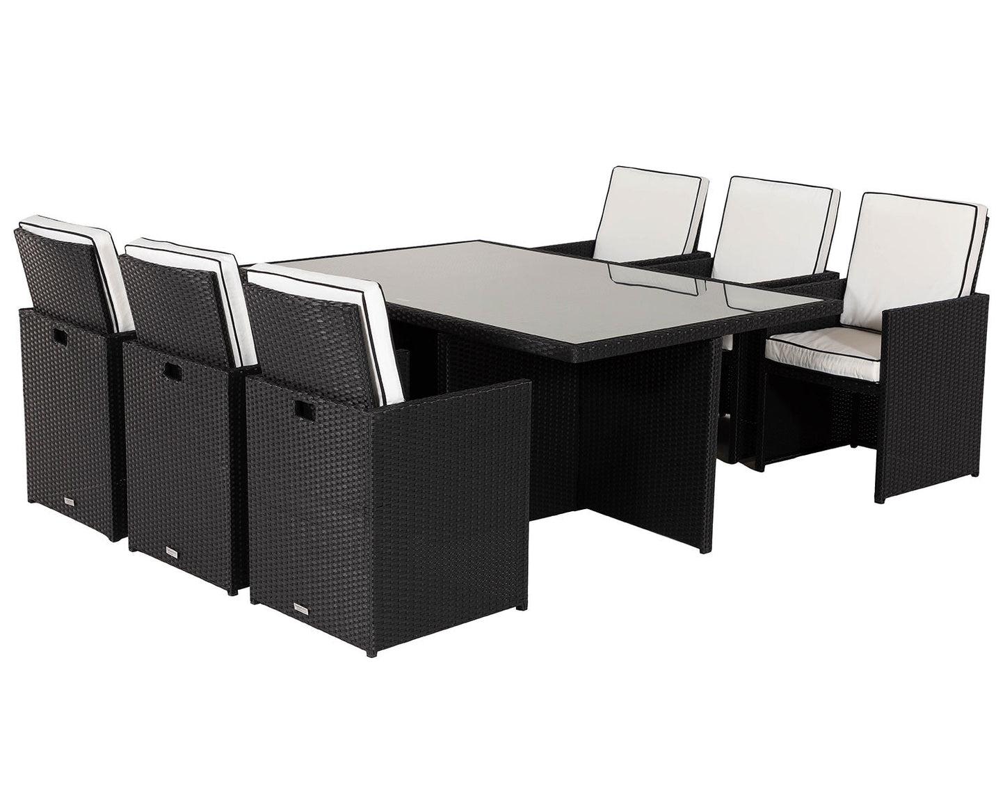 Grade-A Rattan Direct Barcelona 6 Seater Cube Set in Black and Vanilla RRP £1459
