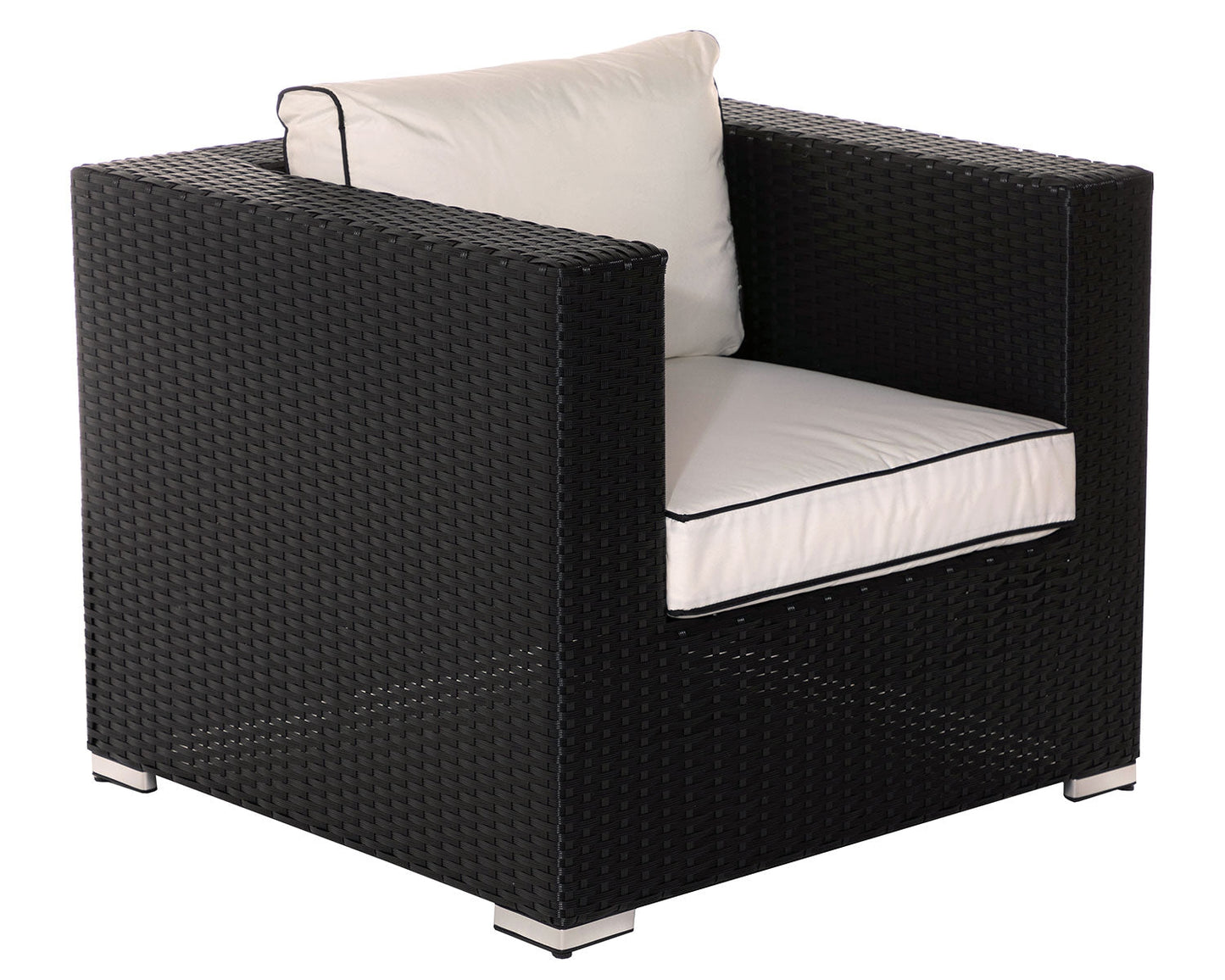 Grade-A Rattan Direct Ascot Black & Vanilla Outdoor Garden Armchair RRP £249