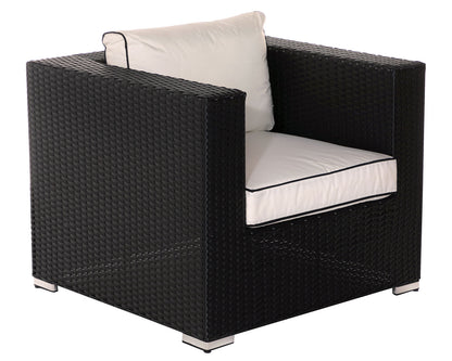 Grade-A Rattan Direct Ascot Black & Vanilla Outdoor Garden Armchair RRP £249