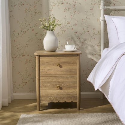 DUS-CC2-04248 Grade-B Dusk Set of 2 Betty 2 Drawer Bedside Table - Light Wood RRP £218.00