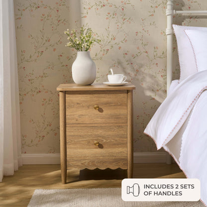 DUS-CC2-04248 Grade-B Dusk Set of 2 Betty 2 Drawer Bedside Table - Light Wood RRP £218.00