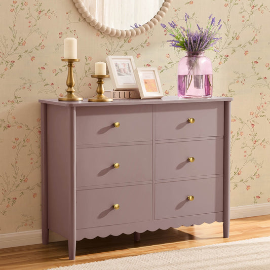 DUS-CC2-02735 Grade-B Dusk Betty 6 Drawer Chest - Dusty Mauve RRP £219.00