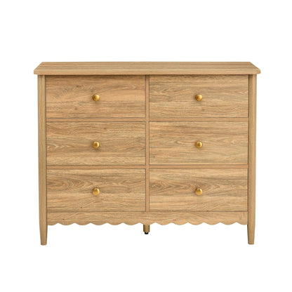 DUS-CC2-04249 Grade-B Dusk Betty 6 Drawer Chest - Light Wood RRP £219.00