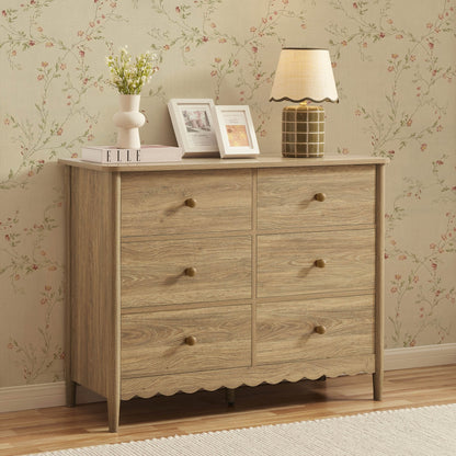 DUS-CC2-04249 Grade-B Dusk Betty 6 Drawer Chest - Light Wood RRP £219.00