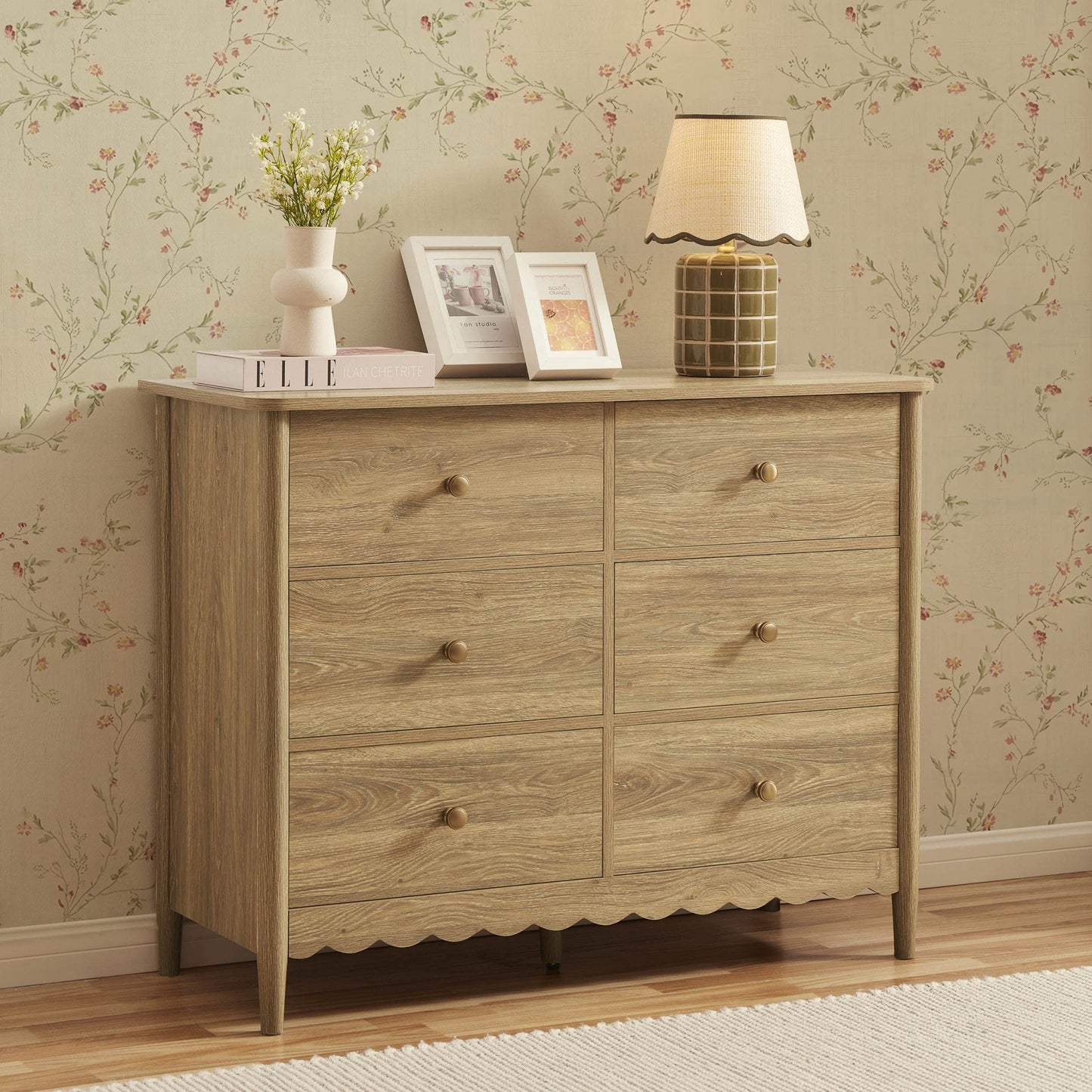 DUS-CC2-04249 Grade-B Dusk Betty 6 Drawer Chest - Light Wood RRP £219.00