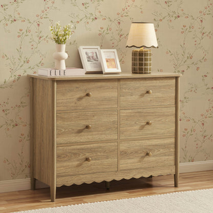 DUS-CC2-04249 Grade-B Dusk Betty 6 Drawer Chest - Light Wood RRP £219.00