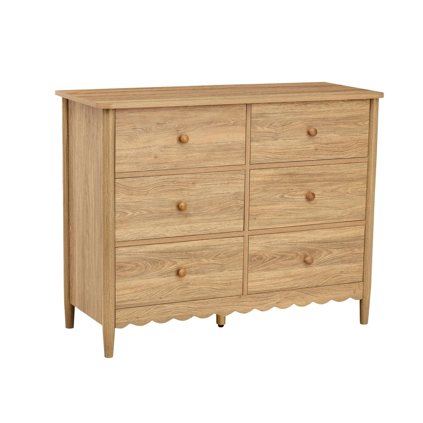DUS-CC2-04249 Grade-B Dusk Betty 6 Drawer Chest - Light Wood RRP £219.00