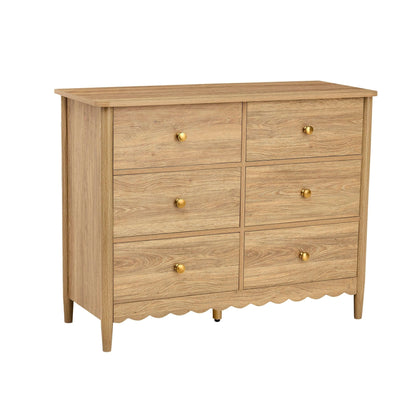 DUS-CC2-04249 Grade-B Dusk Betty 6 Drawer Chest - Light Wood RRP £219.00