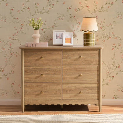 DUS-CC2-04249 Grade-B Dusk Betty 6 Drawer Chest - Light Wood RRP £219.00