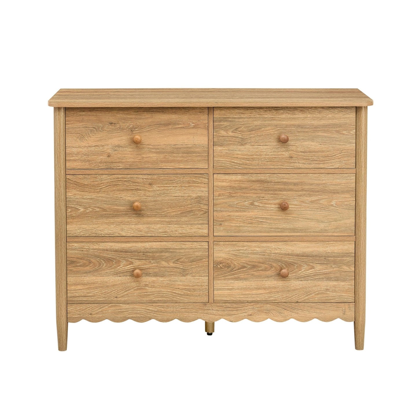 DUS-CC2-04249 Grade-B Dusk Betty 6 Drawer Chest - Light Wood RRP £219.00