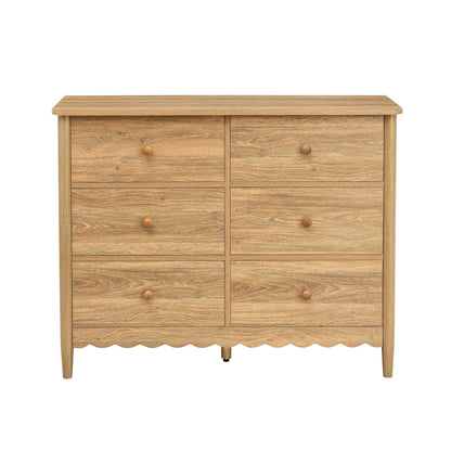 DUS-CC2-04249 Grade-B Dusk Betty 6 Drawer Chest - Light Wood RRP £219.00