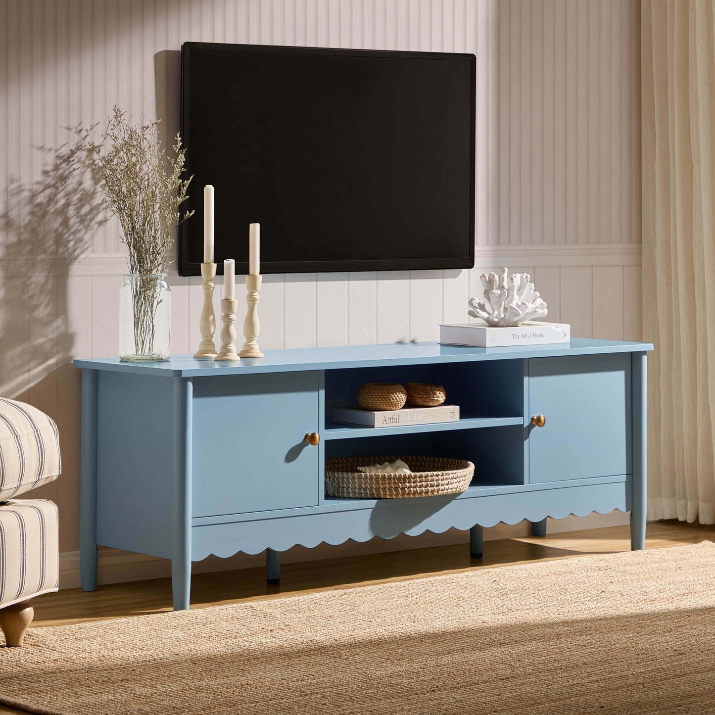 DUS-CC2-03942 Grade-B Dusk Betty Tv Unit for TVs up to 60" - Sky Blue RRP £111.00