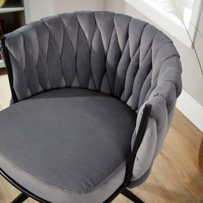 BFW-GOL-00900 Grade-B Big Furniture Warehouse Reno Curved Back Grey Velvet Accent Chair RRP £80