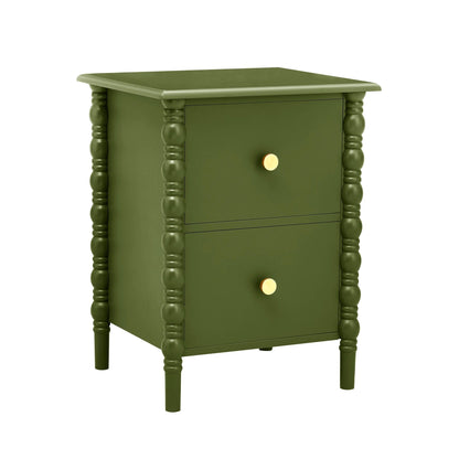 DUS-GOL-02846 Grade-B Dusk Bonnie 2 Drawer Bedside Table - Olive RRP £99